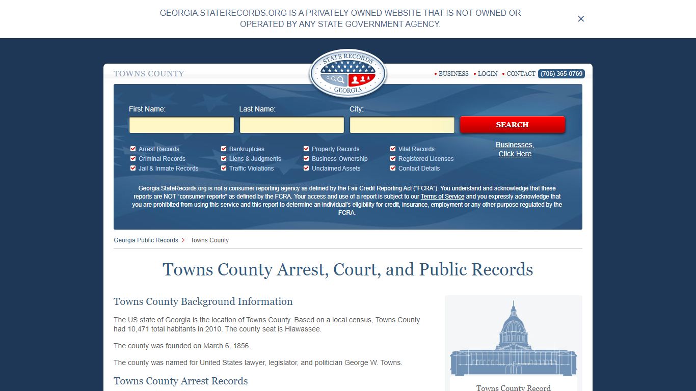 Towns County Arrest, Court, and Public Records