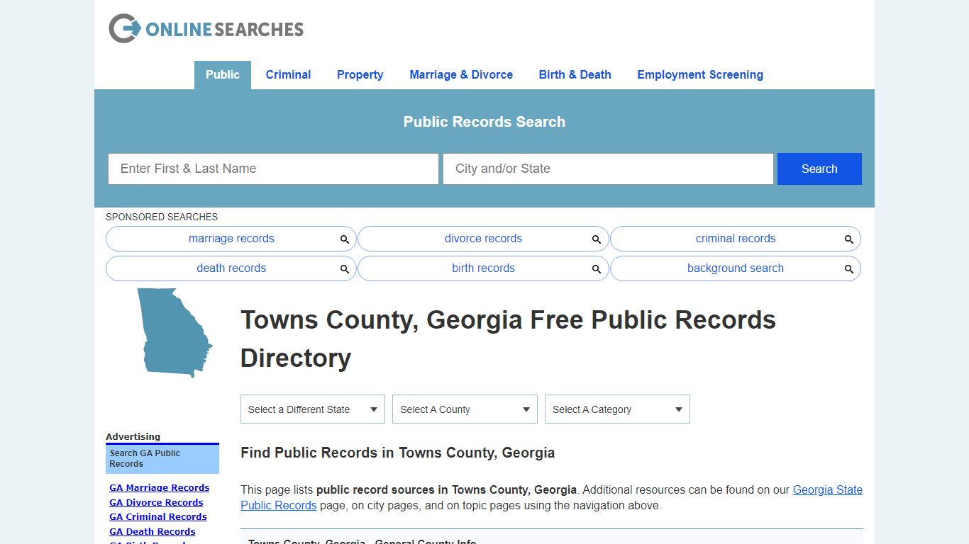 Towns County, Georgia Public Records Directory - OnlineSearches.com
