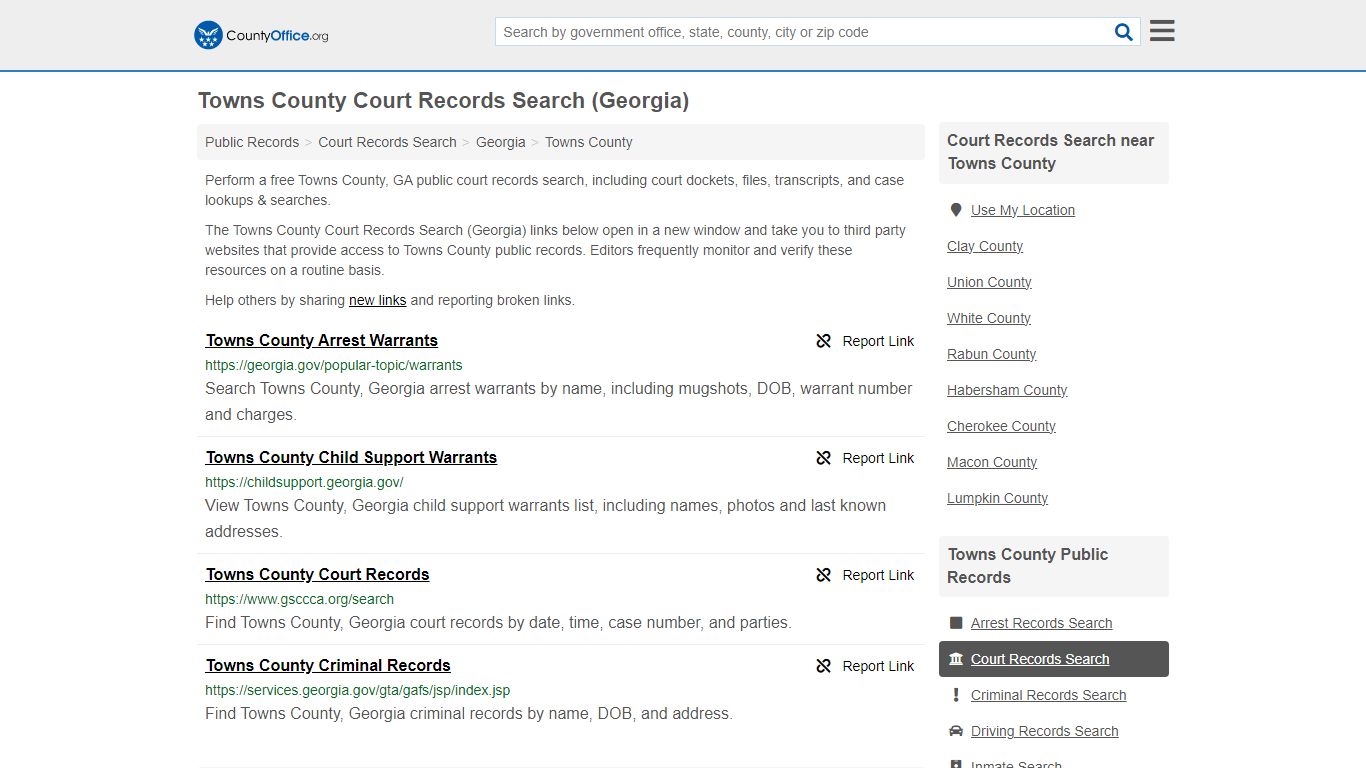 Towns County Court Records Search (Georgia) - County Office